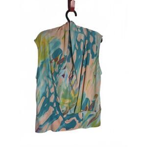 Y2K Strech Cowl Neck Tie Dye Blouse
